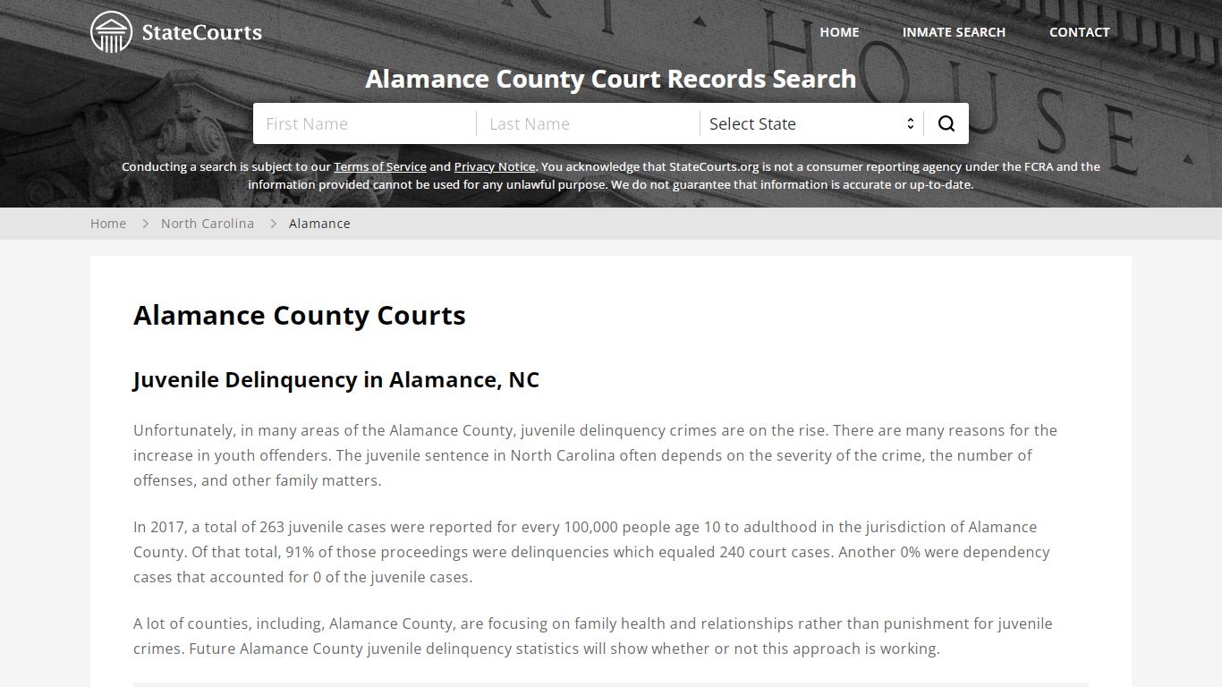 Alamance County, NC Courts - Records & Cases - StateCourts